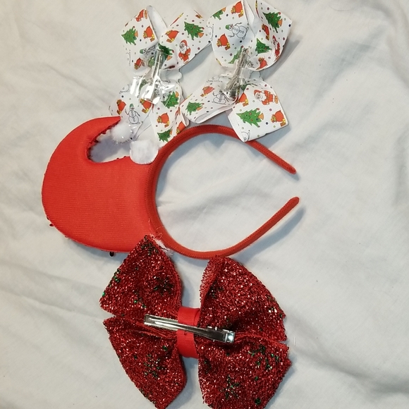 HOLIDAY GLAM BLING FASCINATOR AND BOWS LOT OF 4 - Picture 7 of 11
